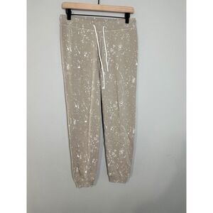 LEALLO Women's Tan Splatter Paint Jogger Sweatpants Size S‎